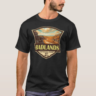 Badlands Nationaal Park Illustratie Retro T-shirt
