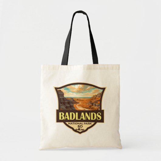 Badlands Nationaal Park Illustratie Retro Tote Bag (Voorkant)