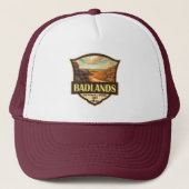 Badlands Nationaal Park Illustratie Retro Trucker Pet (Voorkant)