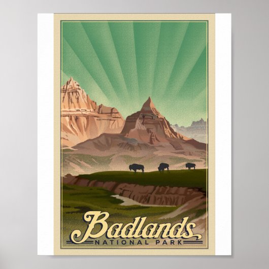 Badlands Nationaal Park Litho Kunstwerk Poster (Voorkant)