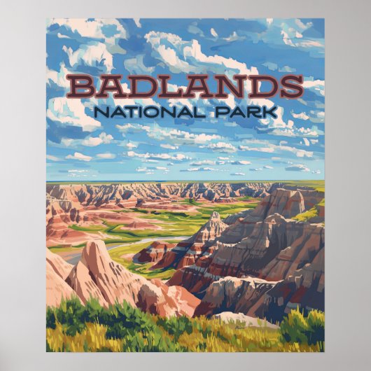 Badlands Nationaal Park South Dakota Landschap Poster (Voorkant)