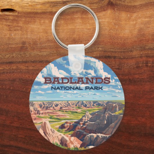 Badlands Nationaal Park South Dakota Landschap Sleutelhanger (Achterkant)