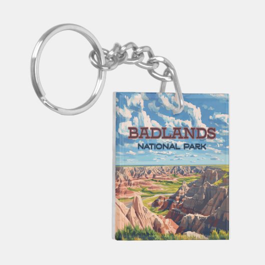 Badlands Nationaal Park South Dakota Landschap Sleutelhanger (Voorkant Links)