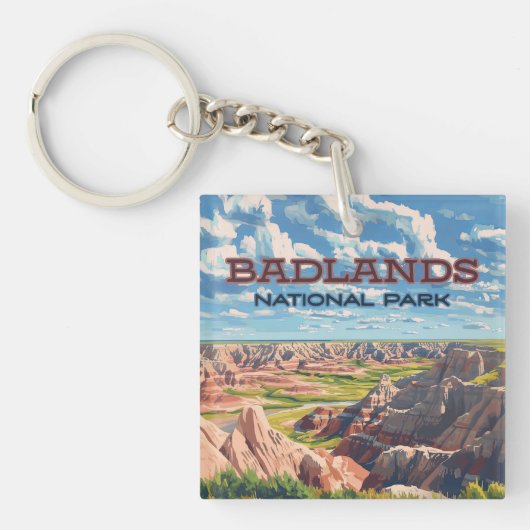 Badlands Nationaal Park South Dakota Landschap Sleutelhanger (Voorkant)