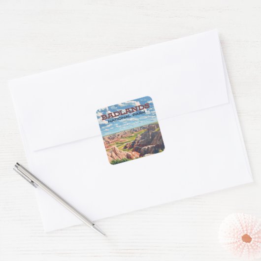 Badlands Nationaal Park South Dakota Landschap Vierkante Sticker (Envelop)