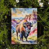 Badlands National Park Bison Waterverf Briefkaart
