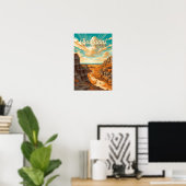 Badlands National Park Illustratie Retro Poster (Thuiskantoor)