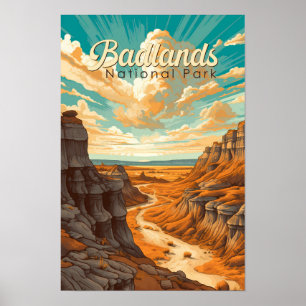 Badlands National Park Illustratie Retro Poster