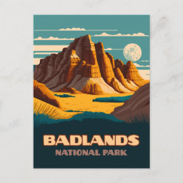 Badlands National Park Mountains Retro Briefkaart