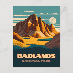 Badlands National Park Mountains Retro Briefkaart