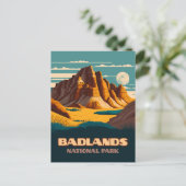 Badlands National Park Mountains Retro Briefkaart (Staand voorkant)