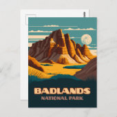 Badlands National Park Mountains Retro Briefkaart (Voorkant / Achterkant)