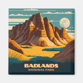 Badlands National Park Mountains Retro Magneet (Voorkant)
