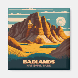 Badlands National Park Mountains Retro Magneet