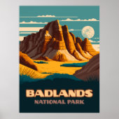Badlands National Park Mountains Retro Poster (Voorkant)