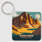 Badlands National Park Mountains Retro Sleutelhanger (Voorkant)