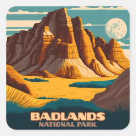 Badlands National Park Mountains Retro Vierkante Sticker
