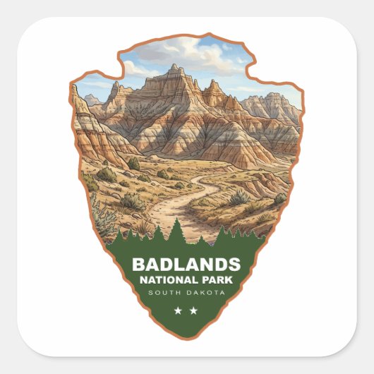 Badlands National Park Pijlpunt Vierkante Sticker (Voorkant)