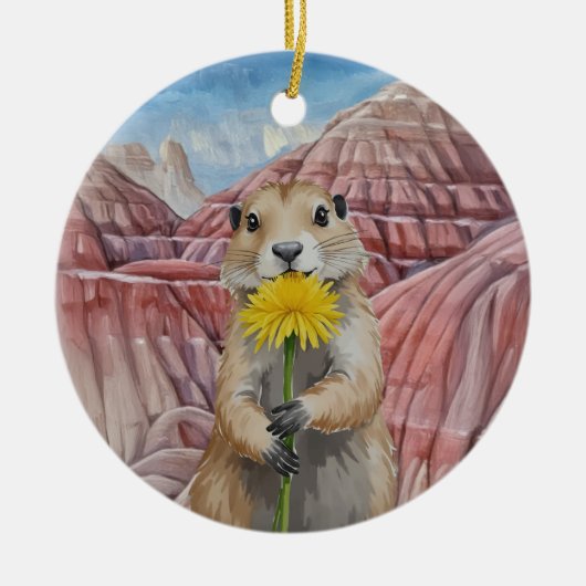 Badlands National Park Prairie Dog Waterverf Keramisch Ornament (Voorkant)
