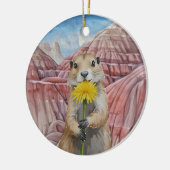Badlands National Park Prairie Dog Waterverf Keramisch Ornament (Links)