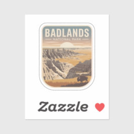 Badlands National Park Retro Badge Sticker