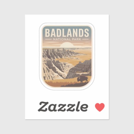 Badlands National Park Retro Badge Sticker (Vel)