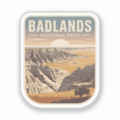 Badlands National Park Retro Badge Sticker (Voorkant)