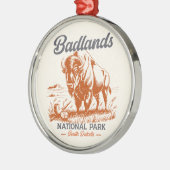 Badlands National Park Retro Bison Artwork Gift  Metalen Ornament (Links)