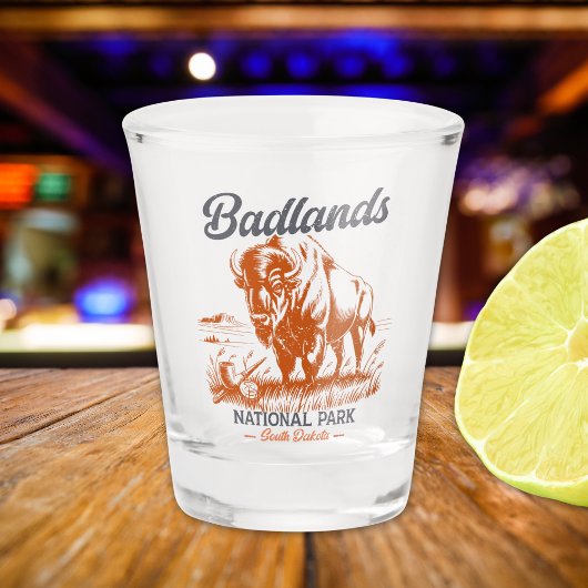 Badlands National Park Retro Bison Design Shot Glas