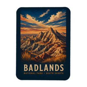 Badlands National Park South Dakota Houtsnede Magneet