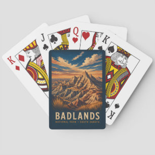 Badlands National Park South Dakota Houtsnede Pokerkaarten