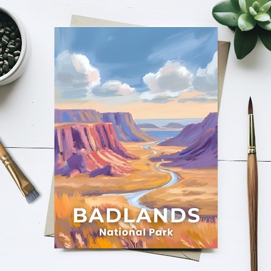 Badlands National Park South Dakota Travel Art Briefkaart