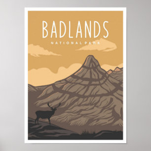 Badlands National Park South Dakota USA Reizen Poster