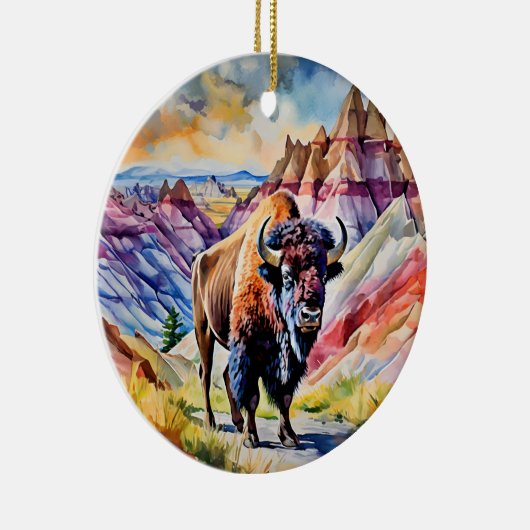 Badlands National Park South Dakota Waterverf Keramisch Ornament (Rechts)