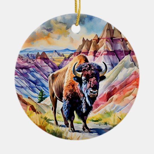 Badlands National Park South Dakota Waterverf Keramisch Ornament (Voorkant)