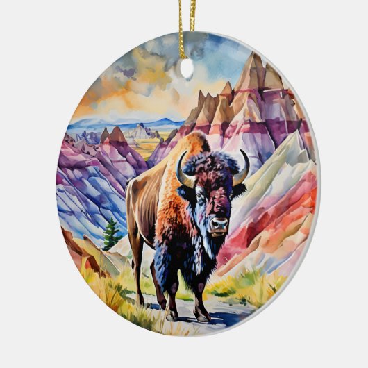 Badlands National Park South Dakota Waterverf Keramisch Ornament (Links)