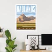Badlands National Park Travel Poster Print (Thuiskantoor)