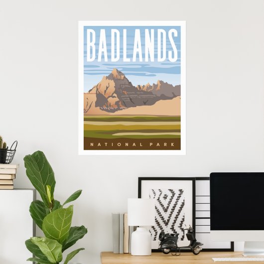 Badlands National Park Travel Poster Print (Thuiskantoor)