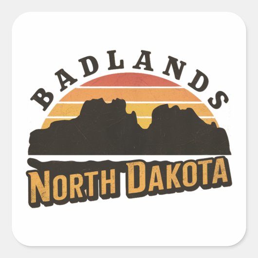 Badlands North Dakota Retro Vierkante Sticker (Voorkant)