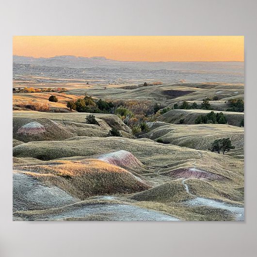 Badlands Sunset Dakota Landschap Poster (Voorkant)