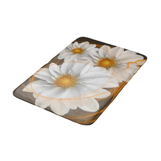 Badmat Bloemen Wit Zwart Sinaasappel (Gekanteld)