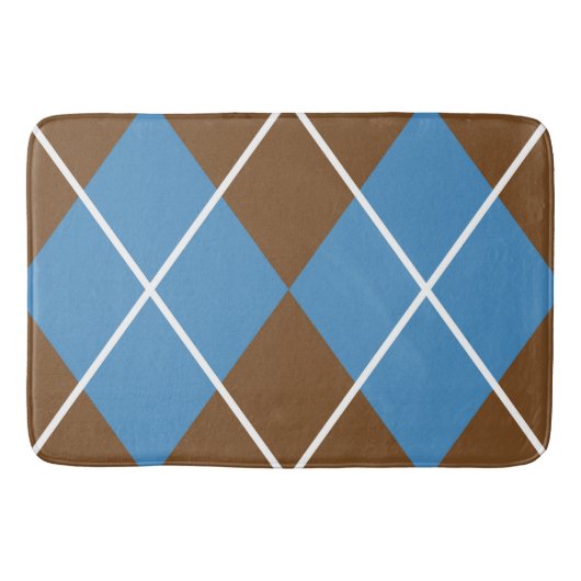 Badmat/Bruin en Blauw Ruitpatroon Badmat (Voorkant)