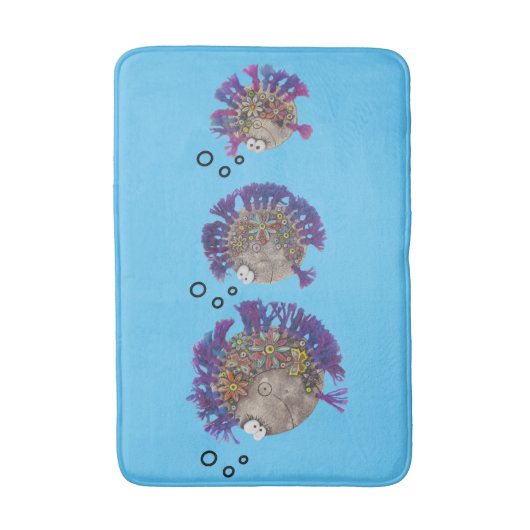 Badmat - Familie van blauwe en Paarse vis (Voorkant Verticaal)