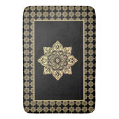 Badmat, gouden medaillons op zwart badmat (Voorkant Verticaal)