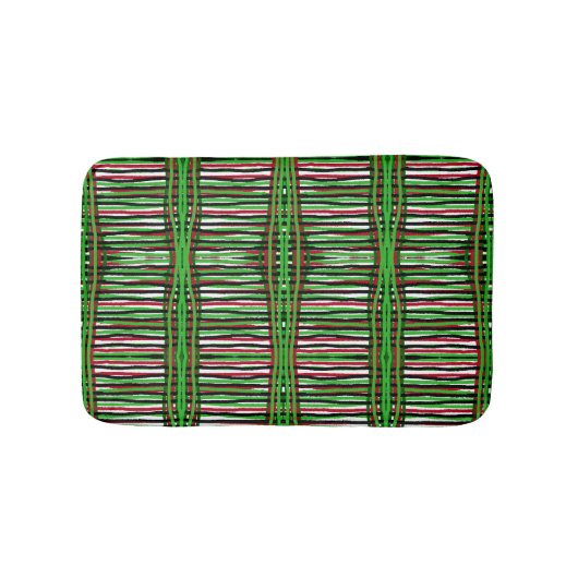 Badmat groen, rood, zwart, witte strepen (Voorkant)