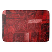 Badmat groot rood bloemendessin patchwork (Voorkant)