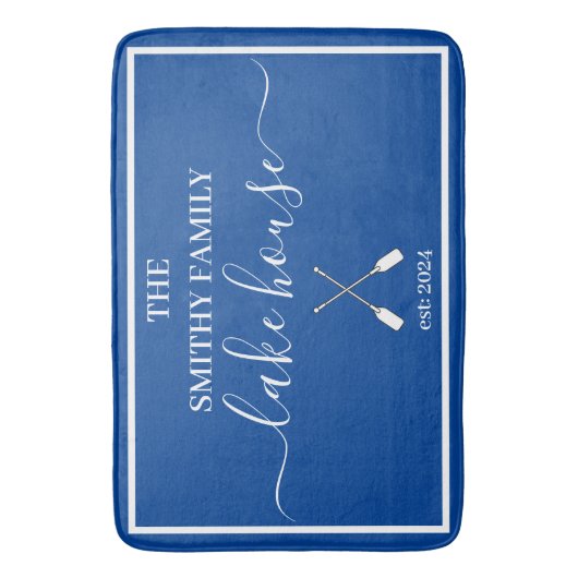 Badmat - Lake House Blauw en Wit (Voorkant Verticaal)