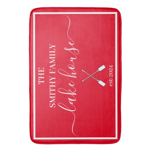 Badmat - Lake House Rood en Wit (Voorkant Verticaal)