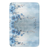 Badmat met blauwe bloemen en parels (Voorkant Verticaal)