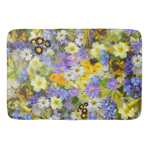 badmat met lente bloemen